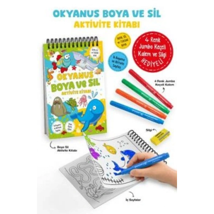 Okyanus- Boya ve Sil Aktivite Kitabı 3 Yaş + -Bigkids Yayınları