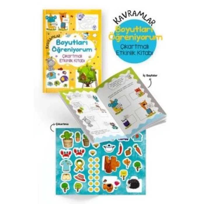 Kavramlar - Boyutları Öğreniyorum Çıkartmalı Etkinlik Kitabı-Bigkids Yayınları