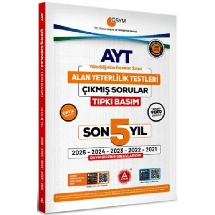 Son 5 yıl AYT Çıkmış Sorular-Tıpkı Basım-Bire Bir ÖSYM-Tamamı Video Çözümlü-A Yayınları