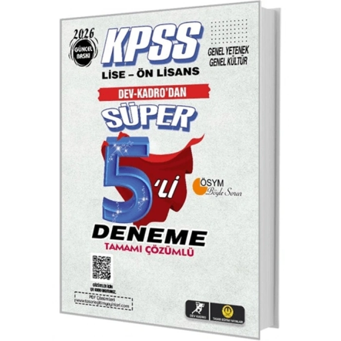2026 KPSS Lise Önlisans Süper 5 Li Deneme-Tasarı Yayınları