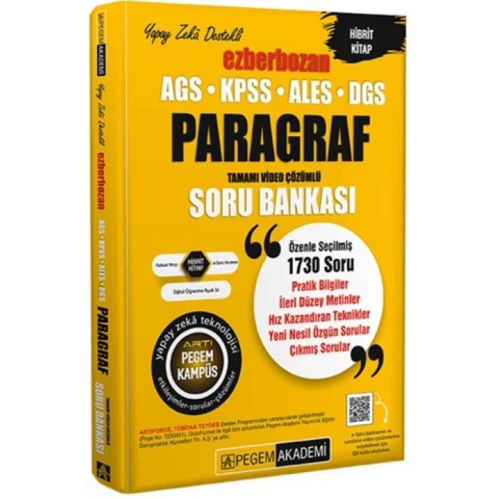 KPSS-ALES-DGS Ezberbozan Paragraf Soru Bankası (İADESİZ) - Pegem Yayınları