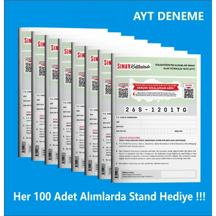 Sınav Kalitesinde 2026 TG AYT Deneme Kitabı (100 ADET ALIMDA 1 STAND HEDİYE)-Sınav Yayınları