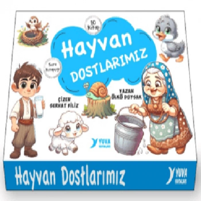 Hayvan Dostlarımız 1.Sınıf Büyük Boy 10 Kitap-(Soru Kitapçığı İlaveli)-Yuva Yayınları