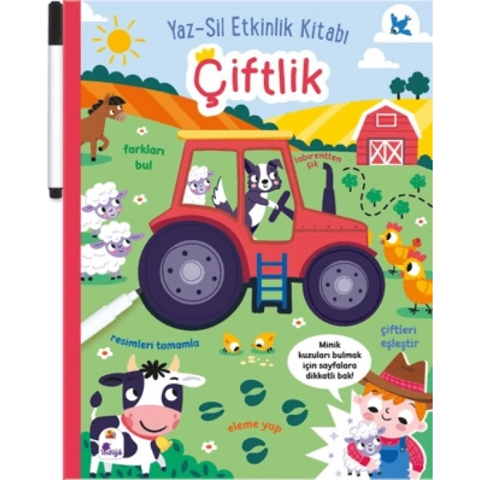 Yaz-Sil Etkinlik Kitabı – Çiftlik (Ciltli - Kalemli)-Kolektif- İndigo Kitap