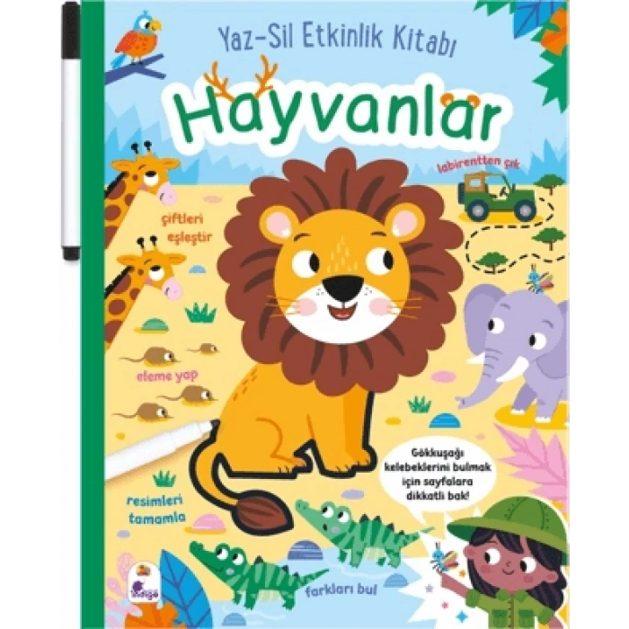 Yaz-Sil Etkinlik Kitabı – Hayvanlar (Ciltli - Kalemli)-Kolektif- İndigo Kitap
