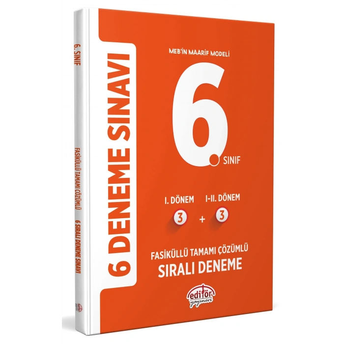 6.Sınıf 3+3 Çözümlü 6 Deneme Sınavı-Editör Yayınları
