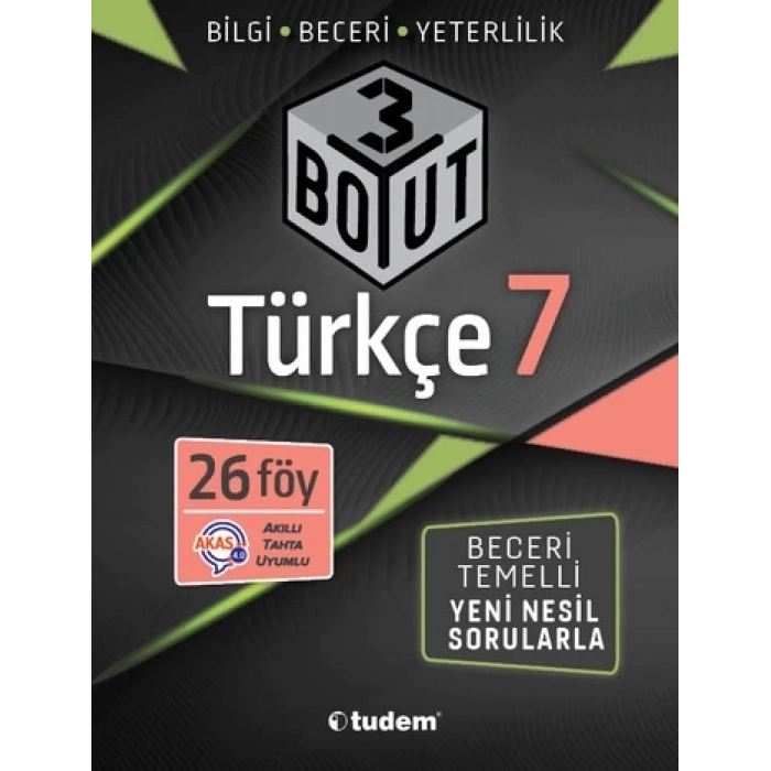 7.Sınıf Türkçe 3 Boyut 26 Föy - Tudem Yayınları