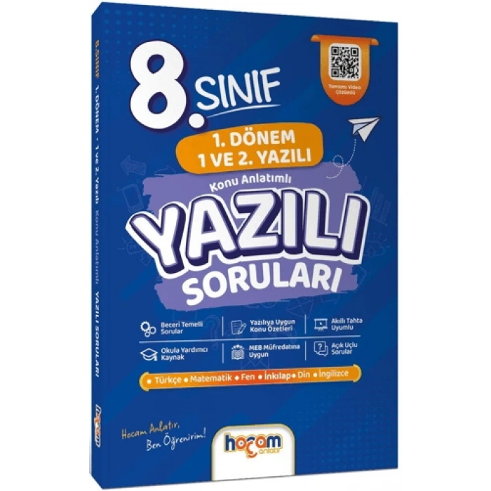 8. Sınıf Konu Anlatımlı Yazılı Soruları Tamamı Video Çözümlü-Hediye Planlama Kitapçığı- Hocam Anlatır