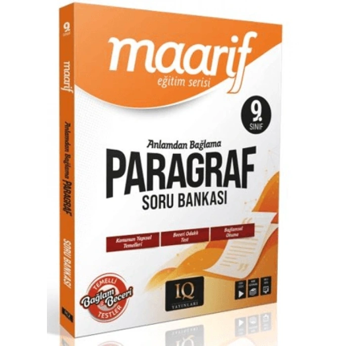 9. Sınıf Anlamdan Bağlama Paragraf Soru Bankası-IQ Yayınları