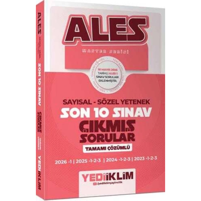 ALES Master Serisi Sayısal Sözel Yetenek Tamamı Çözümlü Son 10 Sınav Çıkmış Sorular-Yediiklim