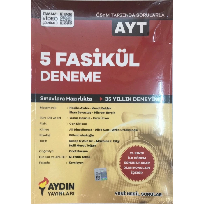 AYT Deneme Sınavı 5li (2.Dönem Konularını İçermez) - Aydın Yayınları
