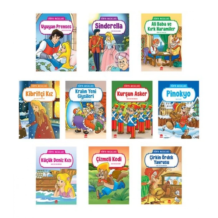 Dünya Masalları Seti (Büyük Boy - 10 Kitap Takım) 1.sınıf Hikaye- Ema Yayınları