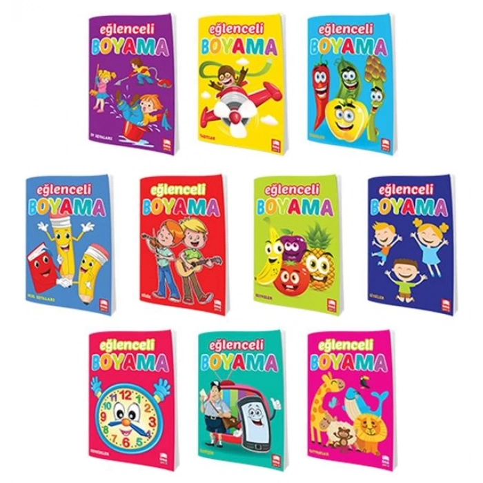 Eğlenceli Boyama-İnce Boyama (10 Kitap Set) - Ema Yayınları
