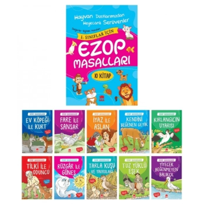 Ezop Masalları (10 Kitap) 1.SINIF HİKAYE SETİ - Ema Yayınları