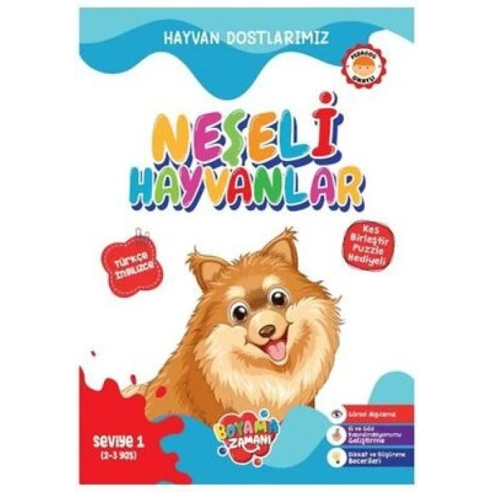 Hayvan Dostlarımız –Neşeli Hayvanlar Seviye 1-Boyama Zamanı-Revzen Kitap