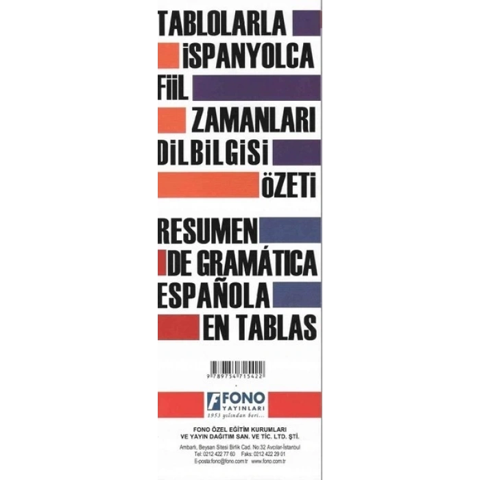 İspanyolca Fiil Zamanları - Fono Yayınları
