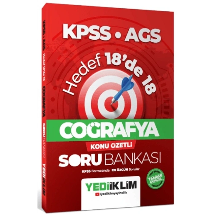 KPSS AGS Coğrafya Hedef 18 de 18 Konu Özetli Soru Bankası-PrevNext122.15-Yediiklim Yayınları