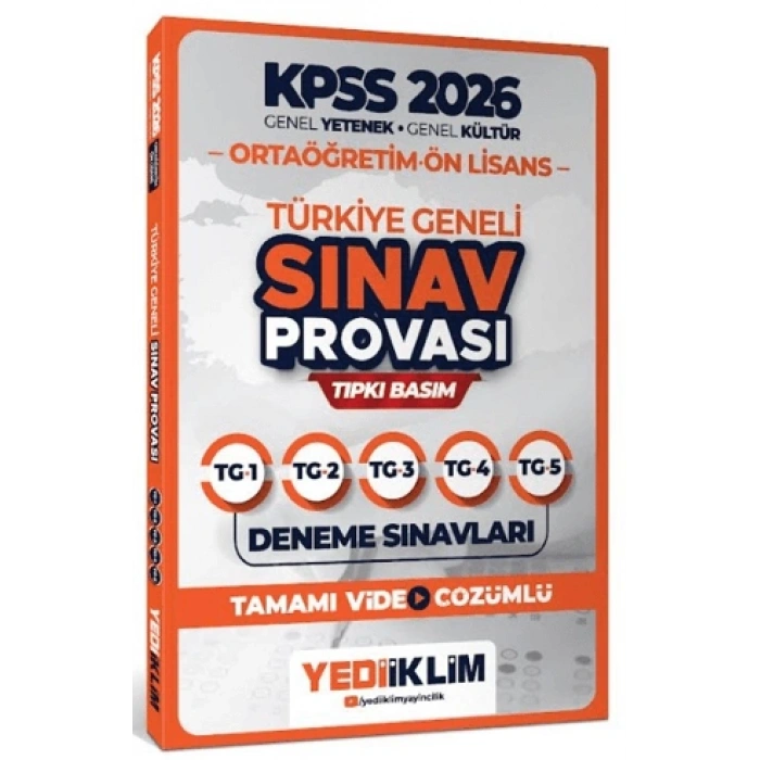 KPSS Ortaöğretim Ön Lisans GY-GK Türkiye Geneli Sınav Provası Tıpkı Basım Deneme Sınavları Tamamı Video Çözümlü-Yediiklim
