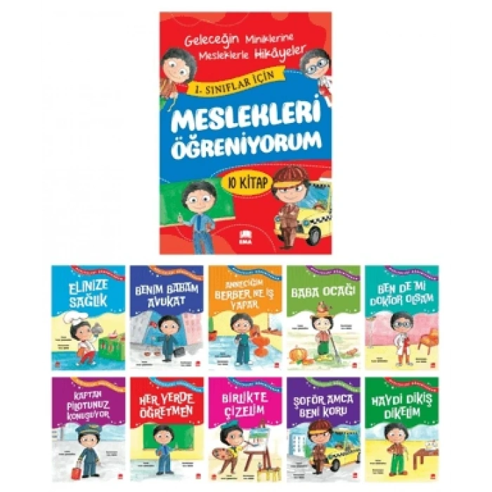 Meslekleri Öğreniyorum Resimli Hikaye (10 Kitap Set) 1.Sınıf Hikaye - Erdal Çakıcıoğlu - Ema Çocuk