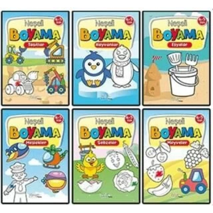 Neşeli Boyama 6 Kitap Set 4-5 Yaş- (Okul Öncesi)- Pinokyo Yayınları