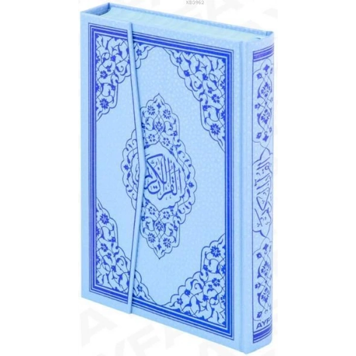 Rahle Boy Kuran-ı Kerim Gül Desenli Mavi Renk (KOD:124M) - Ayfa Yayınları