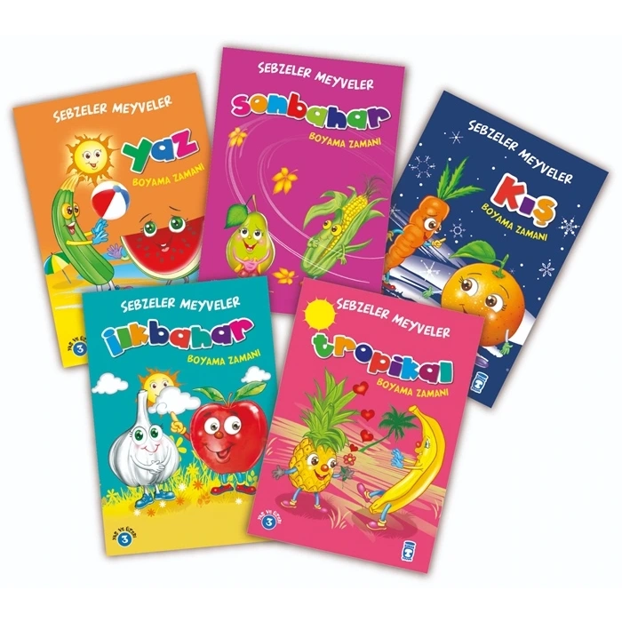 Sebzeler Meyveler Boyama Zamanı Seti (5 Kitap) - Timaş Çocuk