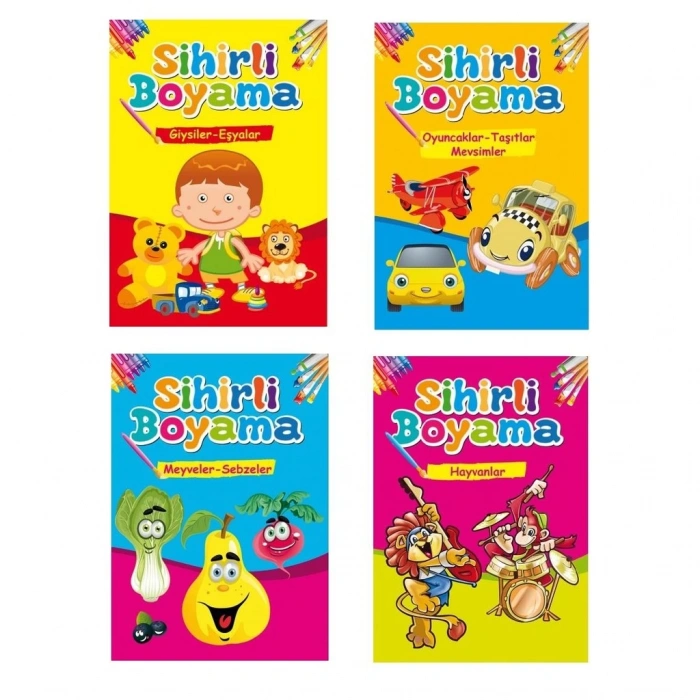 Sihirli Boyama Seti (4 Kitap Takım) -Kalın Boyama- Ema Yayınları