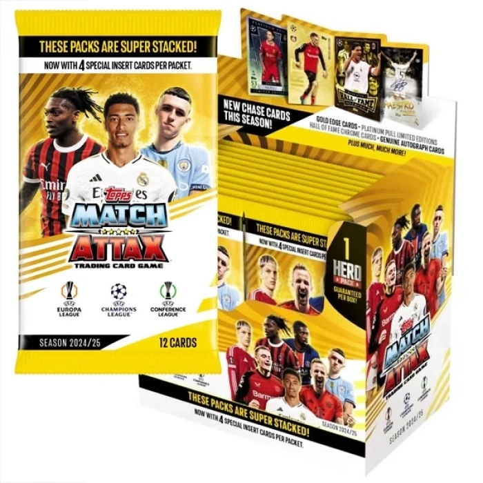 Topps Match Attax 2024-25 12 Kart Paket 24 LÜ-(Futbolcu Kartı)-Pulse