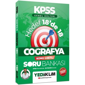 2025 KPSS Coğrafya Konu Özetli Soru 18 De 18 - Yediiklim Yayınları