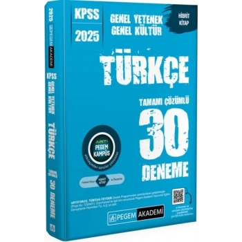 2025 KPSS Türkçe 30 Deneme Tamamı Çözümlü-Pegem Yayınları