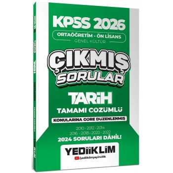 2026 KPSS Ortaöğretim Önlisans Tarih Çıkmış Sorular-Yediiklim Yayınları