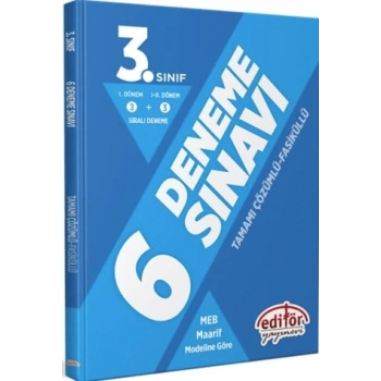 3.Sınıf Fasiküllü Tamamı Çözümlü 6 Deneme Sınavı- Editör Yayınları