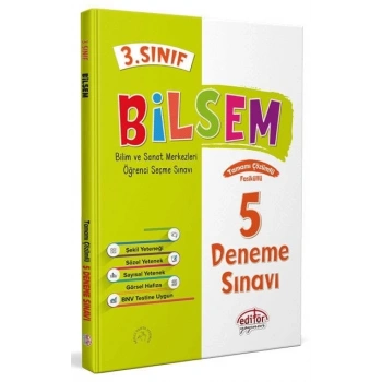 3.Sınıf Bilsem Deneme Sınavı 5li Tamamı Çözümlü Yeni Tarz - Editör Yayınları