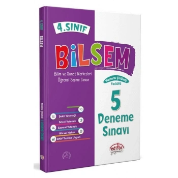 4.Sınıf Bilsem Deneme Sınavı 5li Tamamı Çözümlü Yeni Tarz - Editör Yayınları