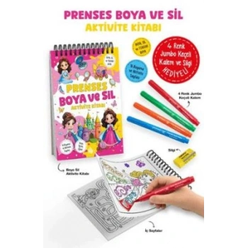 Prenses- Boya ve Sil Aktivite Kitabı 3 Yaş + -Bigkids Yayınları