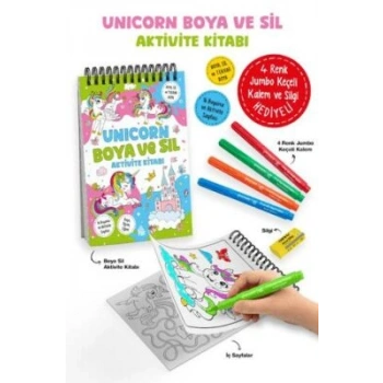 Unicorn- Boya ve Sil Aktivite Kitabı 3 Yaş + -Bigkids Yayınları