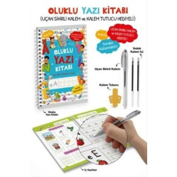 Oluklu Yazı Kitabı (Anetil) - Uçan Sihirli Kalem ve Kalem Tutucu Hediyeli-Bigkids Yayınları