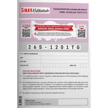 Sınav Kalitesinde 2026 TG TYT Deneme Kitabı-Sınav Yayınları