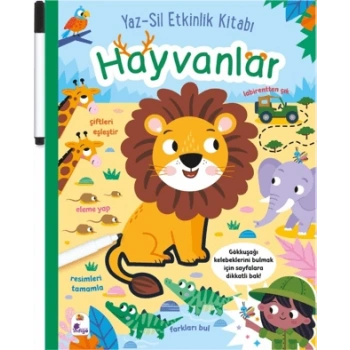 Yaz-Sil Etkinlik Kitabı – Hayvanlar (Ciltli - Kalemli)-Kolektif- İndigo Kitap