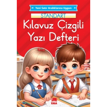 Dik Temel Harflerle Standart KILAVUZ ÇİZGİLİ Renkli Düz Yazı Defteri - Ema Ofis Yayınları