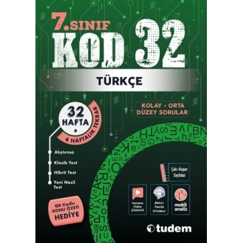 7.Sınıf Türkçe Kod 32 - Tudem Yayınları