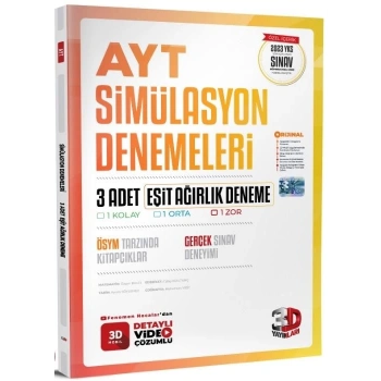 AYT Eşit Ağırlık Deneme Sınavı 3lü (2.Dönem Konularını İçermez) -İADESİZ- 3D Yayınları