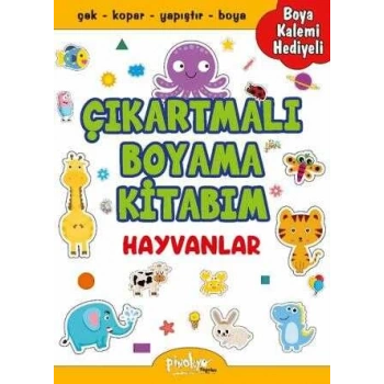 Çıkartmalı Boyama+Kum Boya Hediyeli (24 SAYFA) Hayvanlar-Pinokyo Yayınları