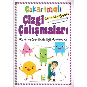 Çıkartmalı Çizgi Çalışma-Renkler Şekiller - Okul Öncesi- Ema Yayınları