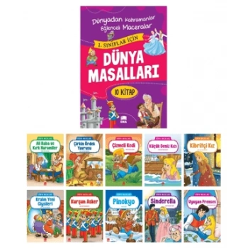 Dünya Masalları Seti (Büyük Boy - 10 Kitap Takım) 1.sınıf Hikaye- Ema Yayınları