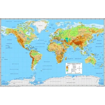 Dünya Siyasi Fiziki Ülkeler Haritası - 35*50cm - MepMedya