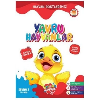 Hayvan Dostlarımız – Yavru Hayvanlar Seviye 3-Boyama Zamanı-Revzen Kitap