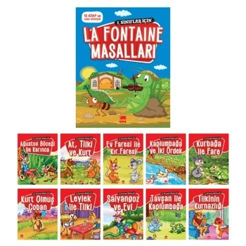 La Fontaine Masalları (10 Kitap)-1ve 2.sınıf hikaye - Küçük Boy - Ema Yayınları
