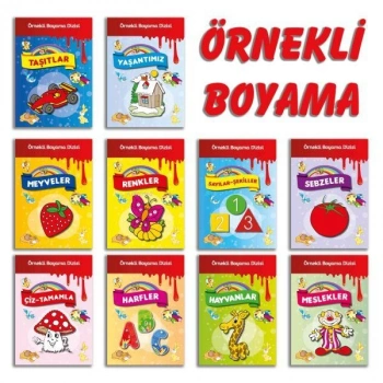 Örnekli Boyama Dizisi 10 Kitap İnce Boyama - Parıltı Yayınları