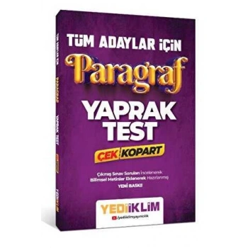 Tüm Adaylar İçin Paragraf Çek Kopart Yaprak Test-Yediiklim Yayınları